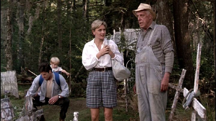 Dazzling WASP wear and old-timey farmer togs, both appropriate outfits for a jaunt to your local pet sematary.